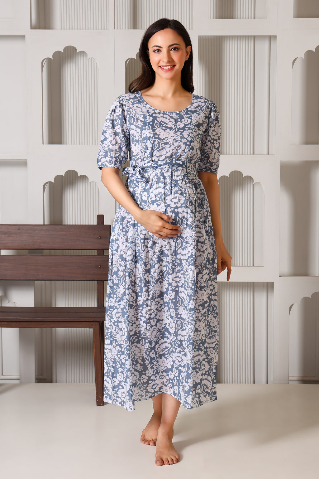 Grey Meadow Bloom Maternity Feeding Dress For Women