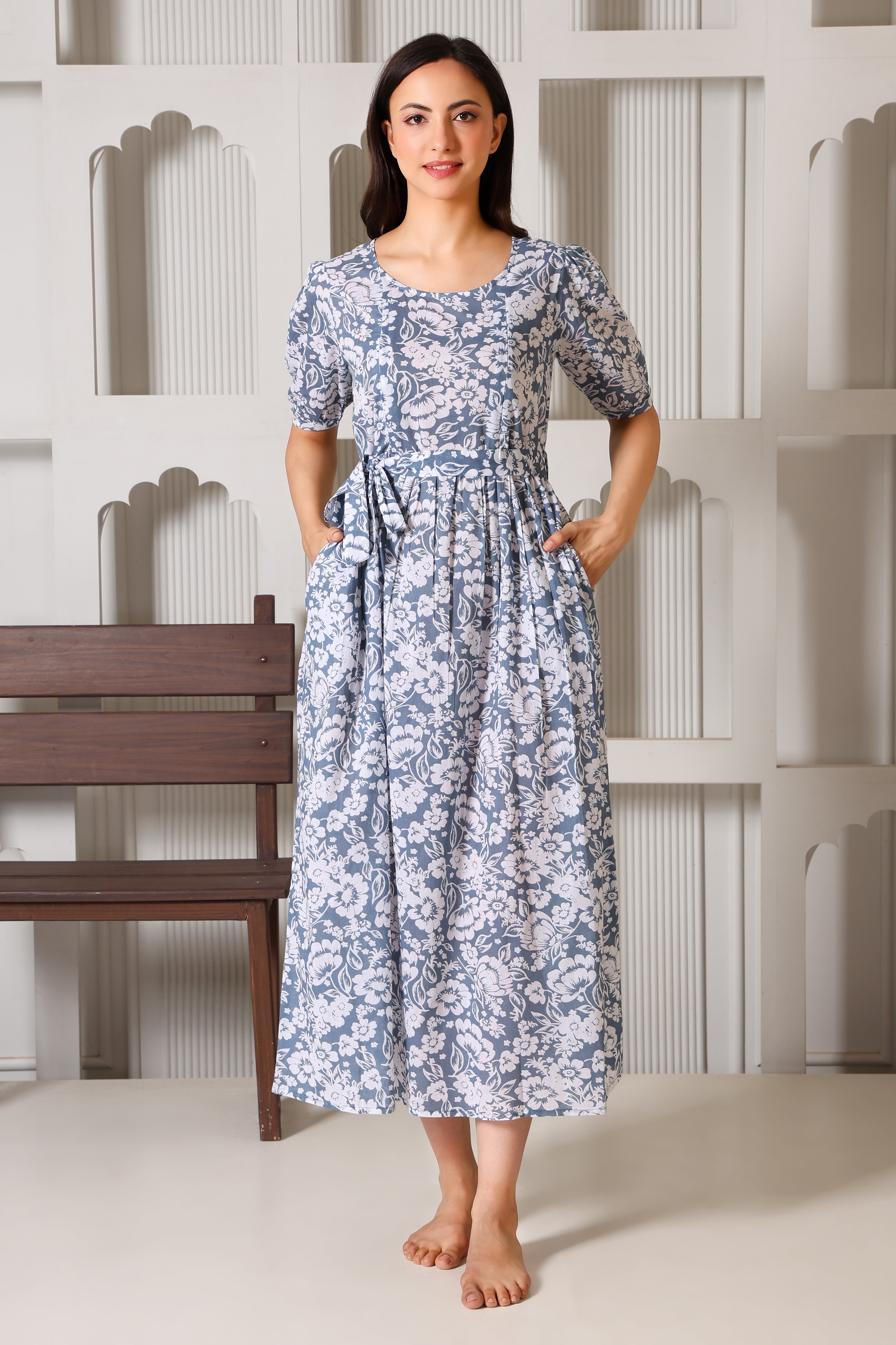 Grey Meadow Bloom Maternity Feeding Dress For Women