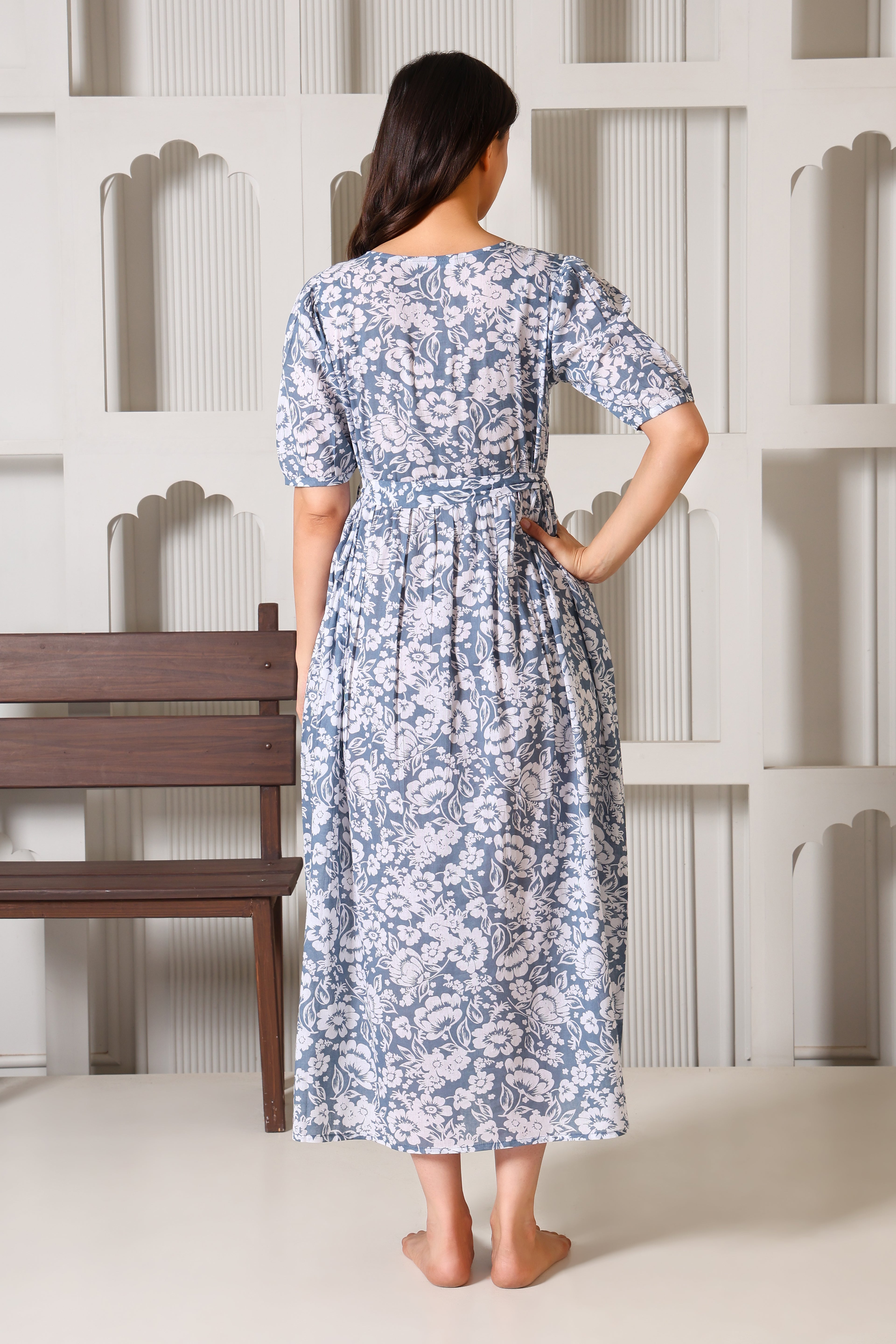 Grey Meadow Bloom Maternity Feeding Dress For Women