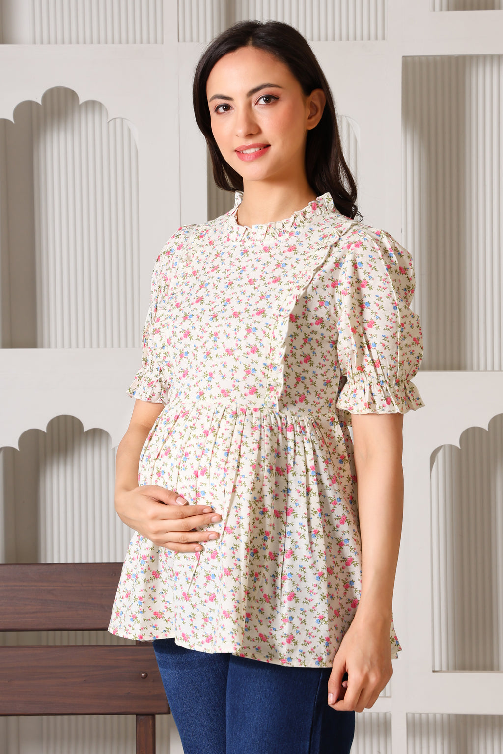 Ditsy Maternity Feeding Top For Women