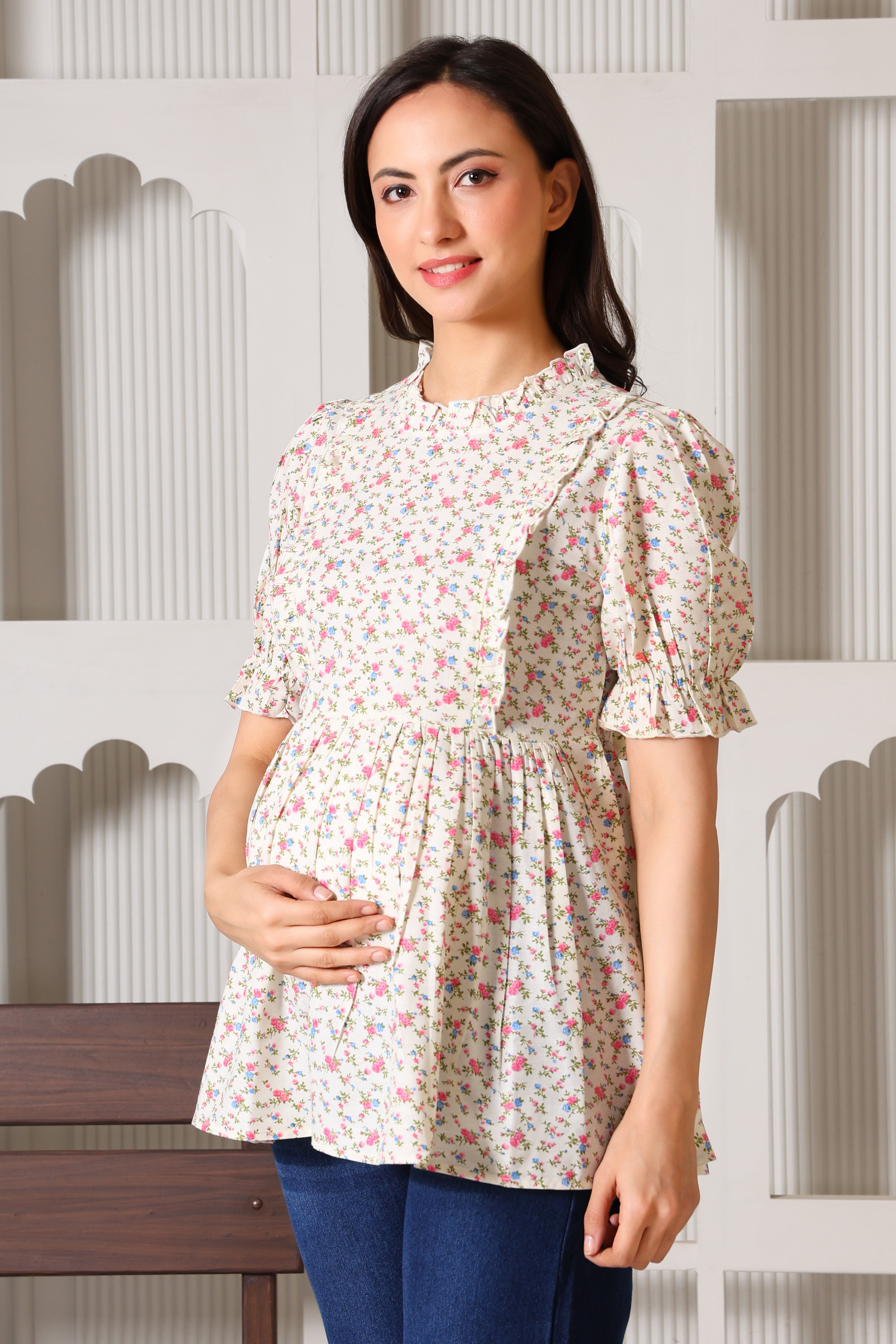 Ditsy Maternity Feeding Top For Women