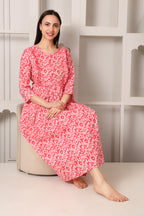 Pink Maternity Feeding Dress For Women