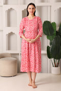 Pink Maternity Feeding Dress For Women