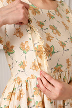 Cream Maternity Feeding Dress For Women
