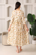 Cream Maternity Feeding Dress For Women