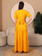 Mustard Pretty Polkas Maternity Feeding Dress For Women