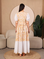 Mustard Pretty Polkas Maternity Feeding Dress For Women