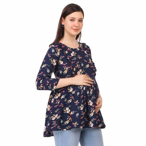 Rayon Stylish Maternity Feeding Top. (Navy Blue)