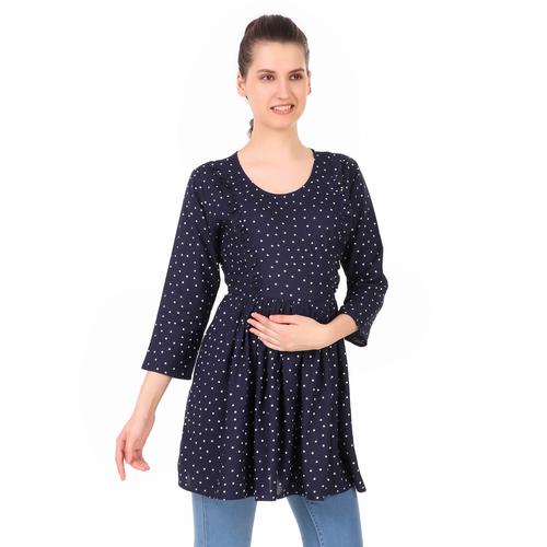 Rayon Stylish Maternity Feeding Top. (Blue)