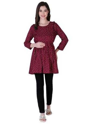 Rayon Stylish Maternity Feeding Top. (Wine)