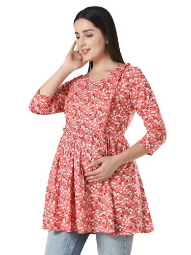 Rayon Stylish Maternity Feeding Top. (Peach)