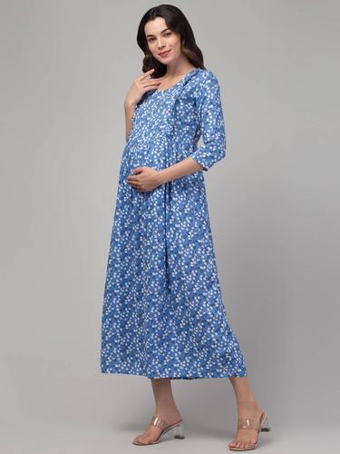 Maternity Feeding Kurti With Zippers for Easy Nursing. (Aqua)