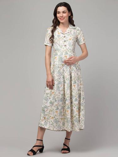 Zipless Maternity Feeding Dress For Women. Linen Cotton.