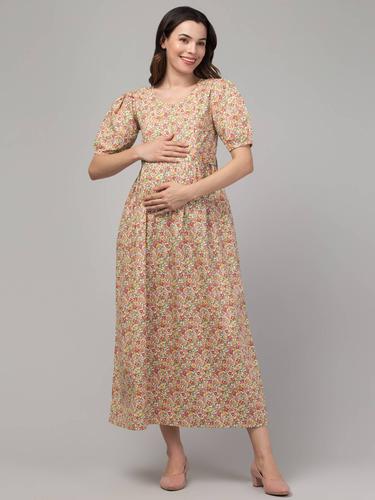 Maternity Feeding Dress For Women || 100% Pure Cotton. (Floral)
