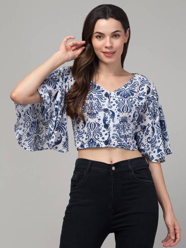 Butterfly Sleeve Crop Top For Women.